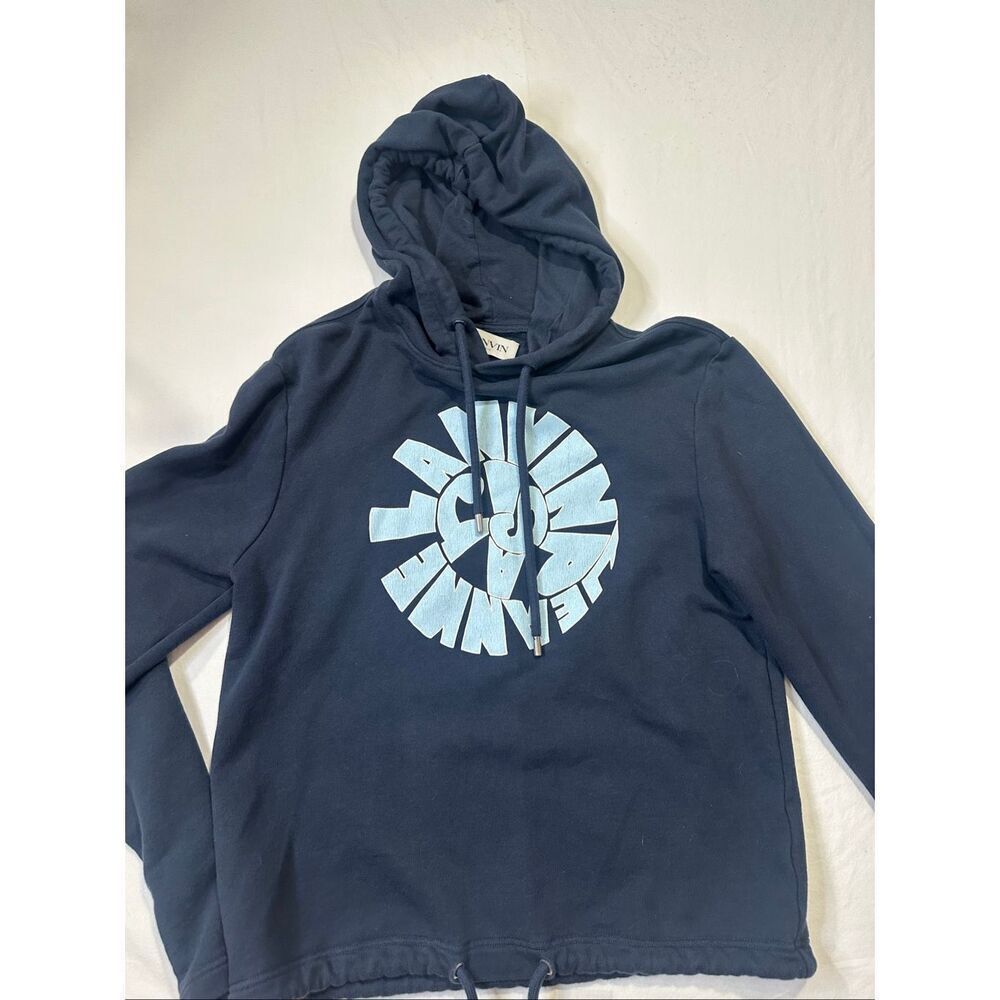 Lanvin Navy Logo Printed Blue Hoodie Blue